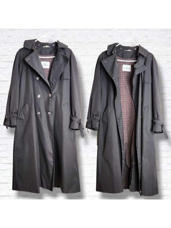 Vintage Jackets & Blazers - Vintage Hudson Bay Dark Grey Removable Liner Trenchcoat Size 12